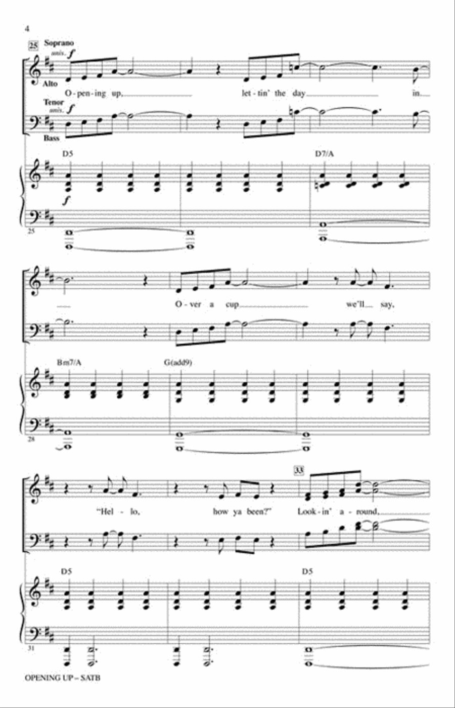 Opening Up (from Waitress) 4-Part scores gallery preview page 4