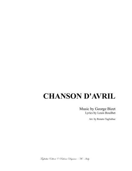 CHANSON D'AVRIL - BIZET - For Soprano e Piano image number null