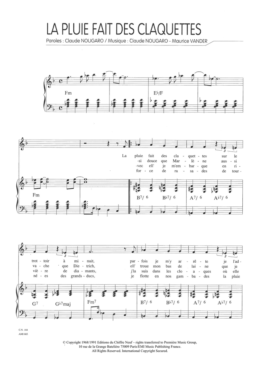 La Pluie Fait Des Claquettes Piano, Vocal scores gallery preview page 1