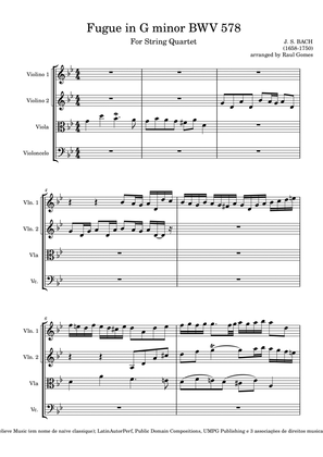 BWV 578 "Little" Fugue In G Minor For String Quartet