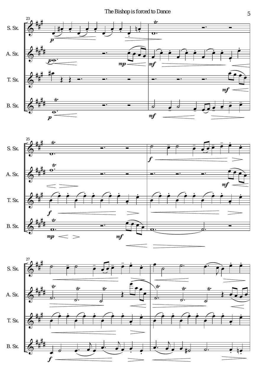 The bishop is forced to dance for saxophone quartet Saxophone Quartet scores gallery preview page 5