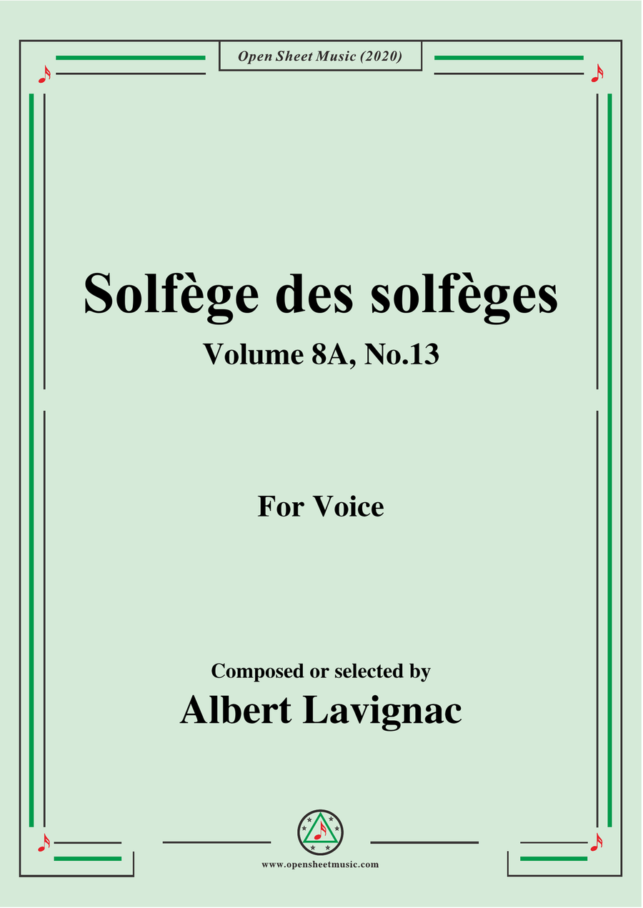 Lavignac-Solfège des solfèges,Volume 8A,No.13,for Voice