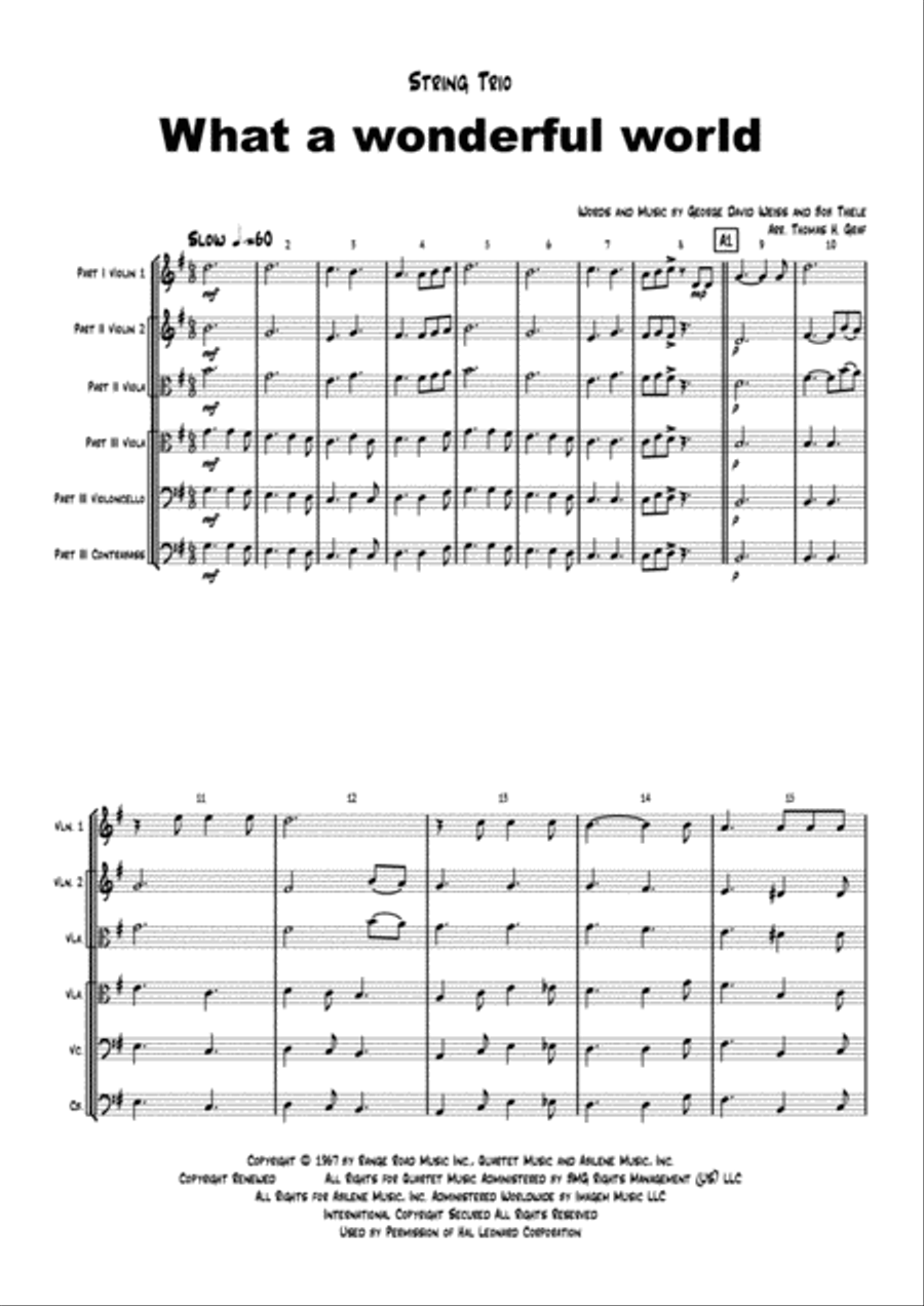 What A Wonderful World String Trio scores gallery preview page 1