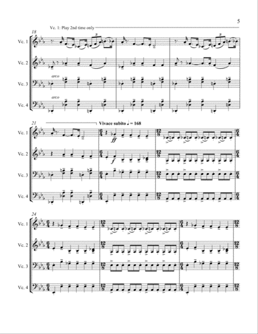 Demented Music (Pervertimento for Cello Quartet) Cello scores gallery preview page 3
