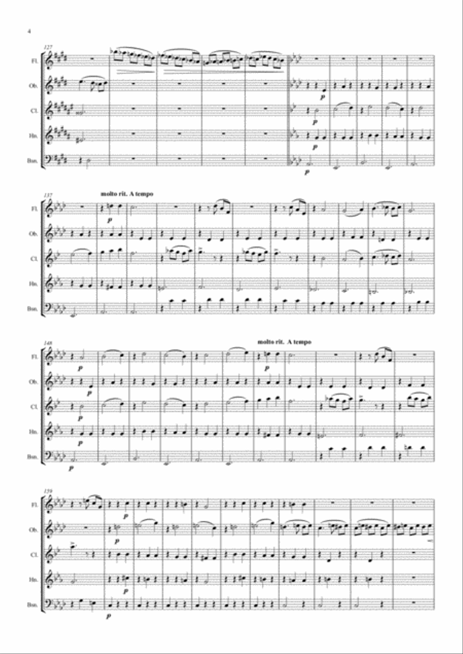Tchaikovsky: The Seasons Op.37a No.12 December (Christmas) - wind quintet Woodwind Quintet scores gallery preview page 4