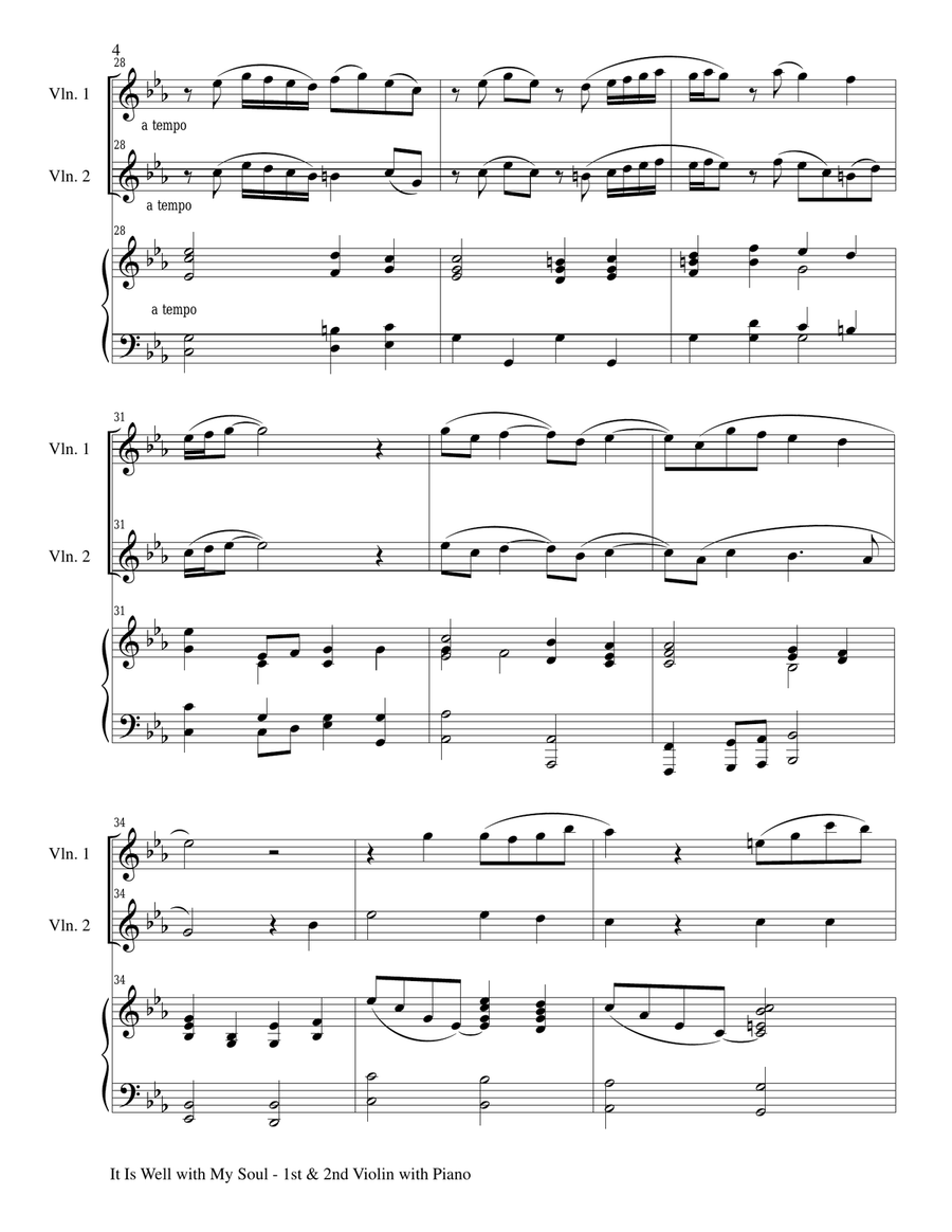 IT IS WELL WITH MY SOUL (Trio - 1st Violin, 2nd Violin, Piano with Score and Parts) Piano Trio scores gallery preview page 4