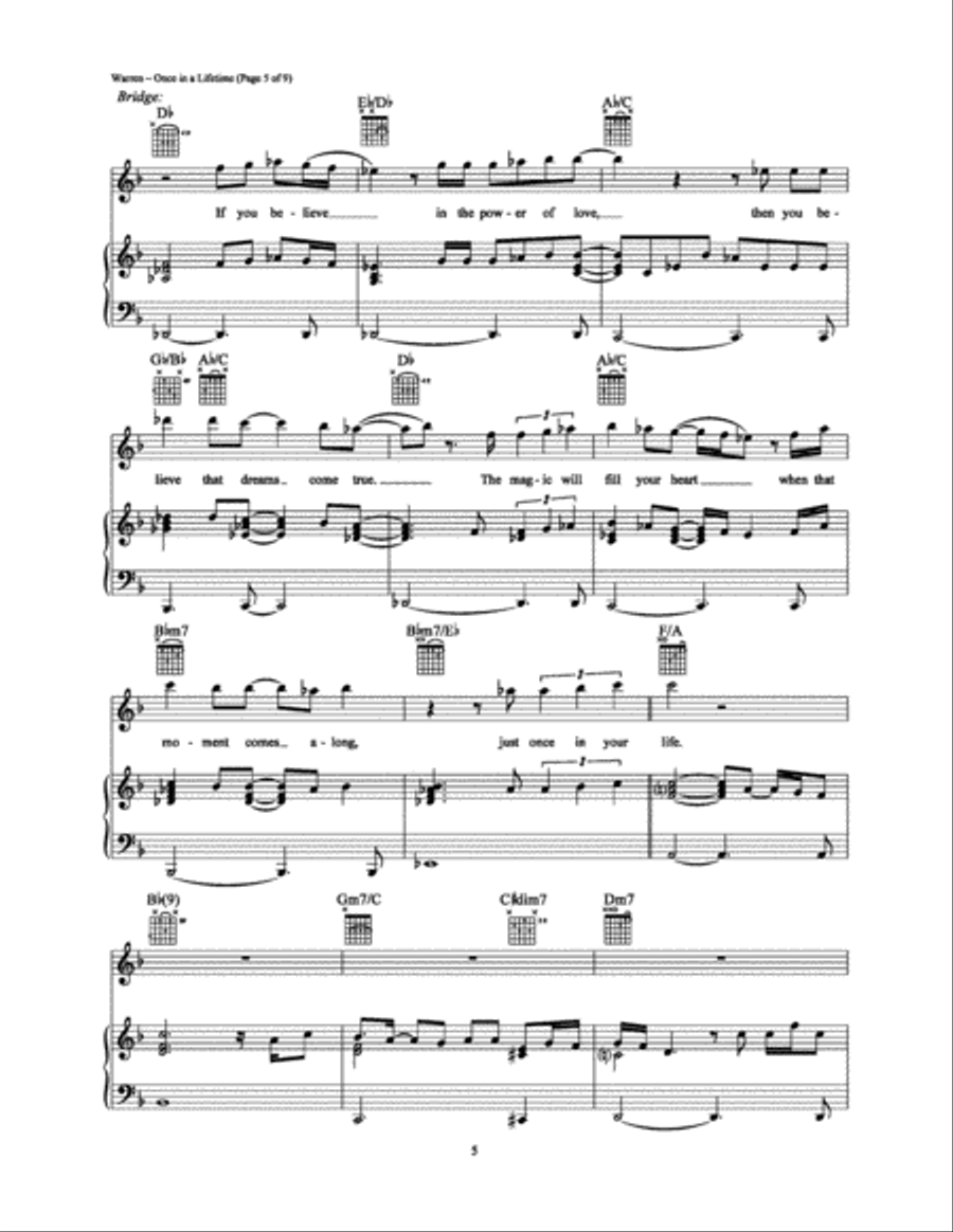 Once in a Lifetime Piano, Vocal, Guitar scores gallery preview page 5