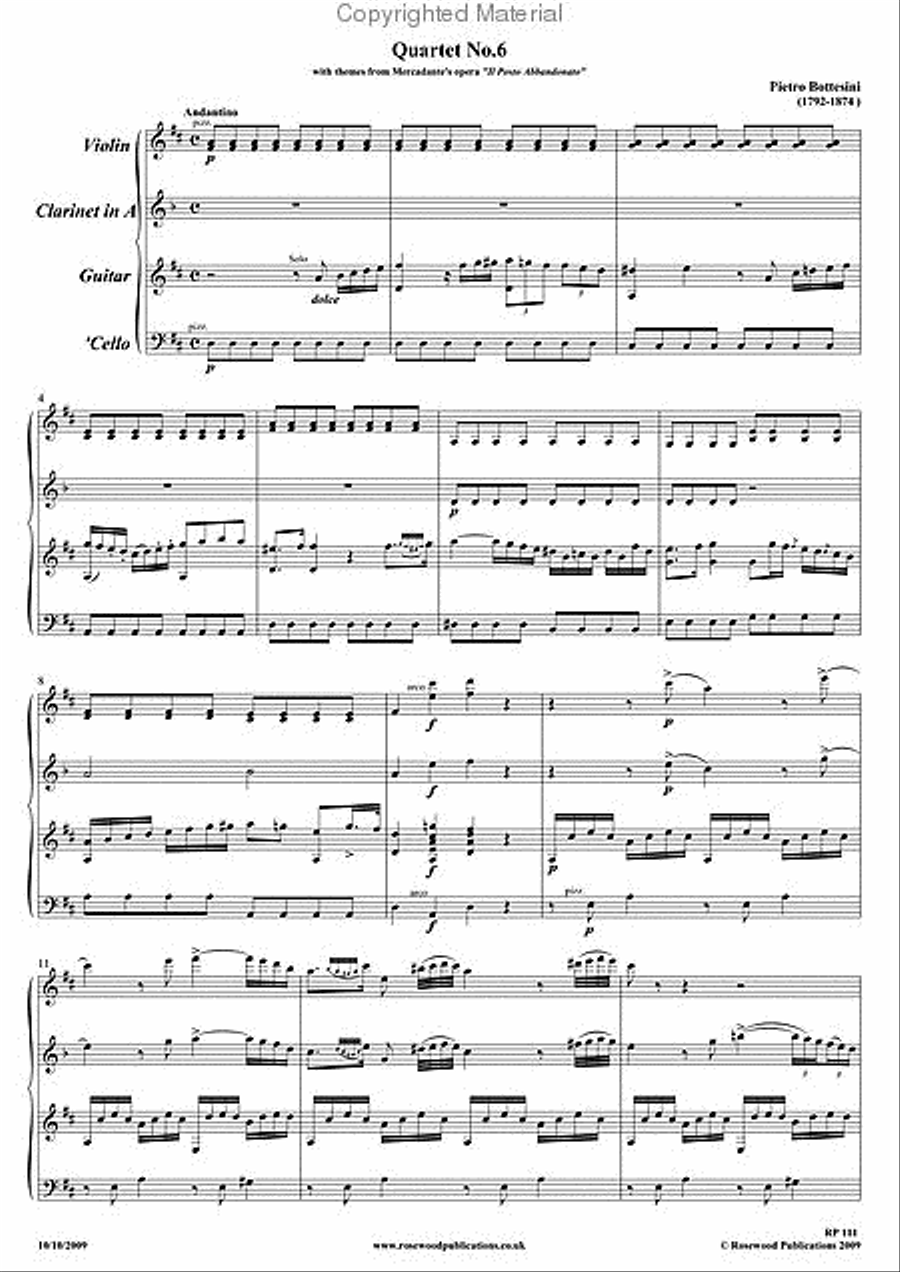 Quartet No. 6 Clarinet scores gallery preview page 2