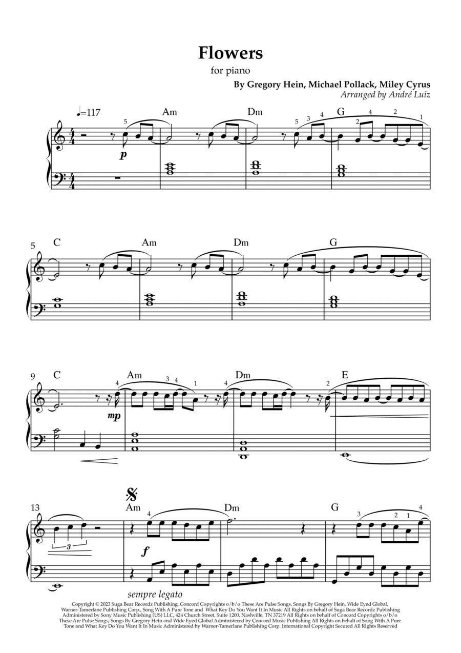 Flowers Flowers Piano Solo scores gallery preview page 1