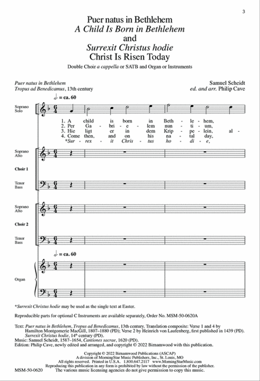 Puer natus in Bethlehem and Surrexit Christus hodie: A Child Is Born in Bethlehem and Christ Is Risen Today (Downloadable Choral Score)