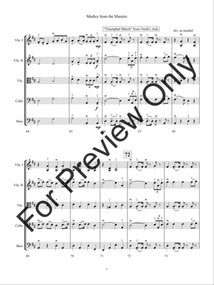 Medley from the Masters (Score) String Orchestra scores gallery preview page 10