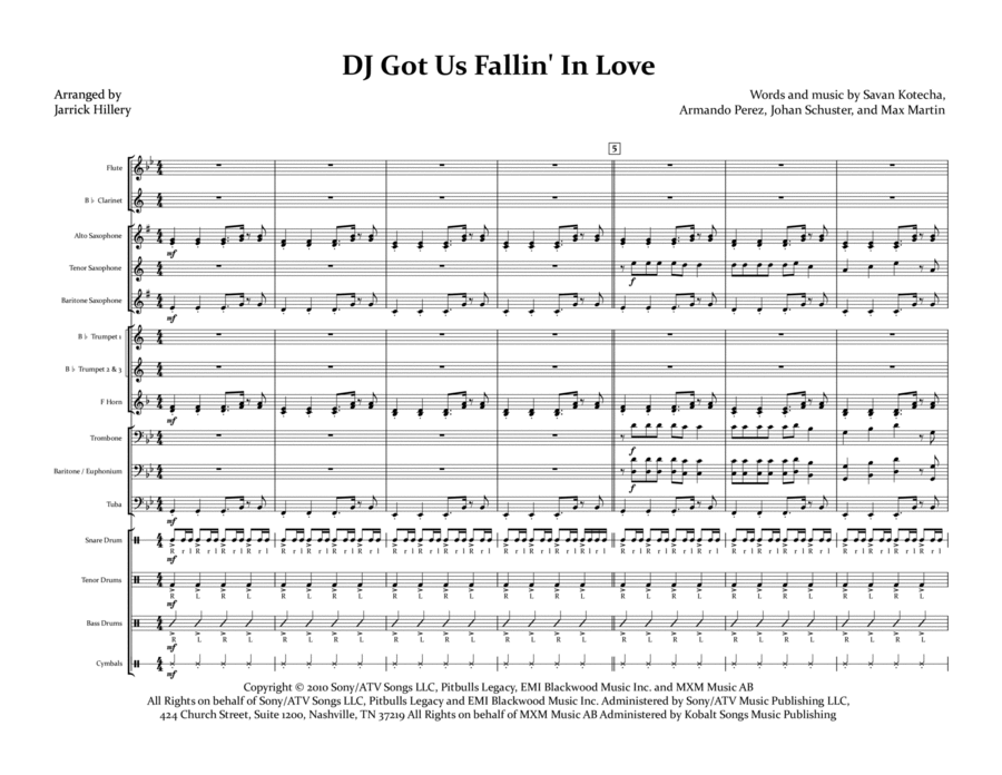 Dj Got Us Fallin' In Love Marching Band scores gallery preview page 1