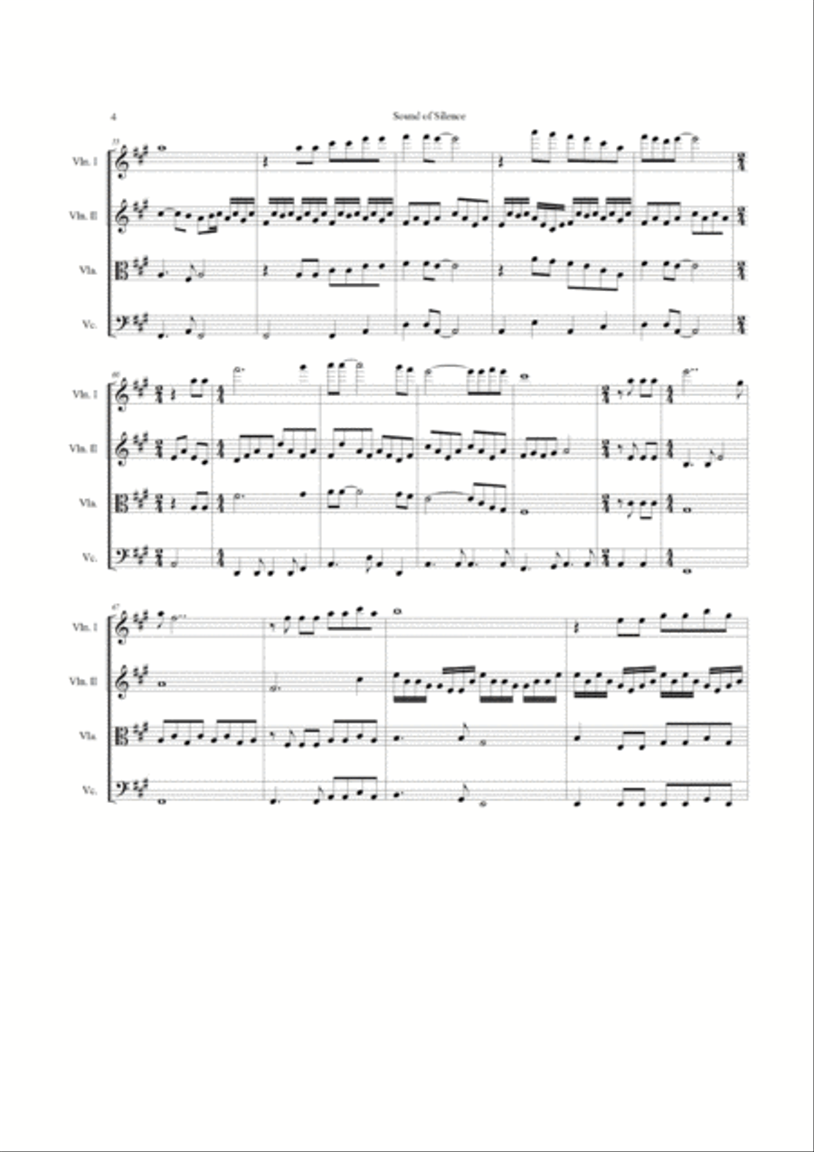 The Sound Of Silence String Quartet scores gallery preview page 4