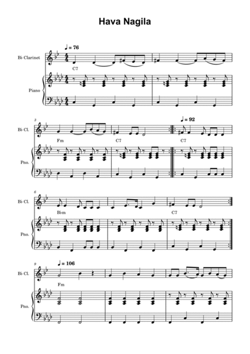 Hava Nagila - Clarinet and Piano image number null