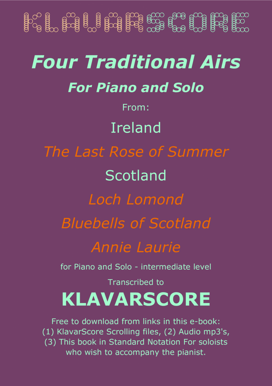 The Last Rose of Summer, Loch Lomond, Annie Laurie, Bluebells of Scotland - KlavarScore notation Voice scores gallery preview page 1