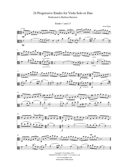 24 Progressive Etudes for viola solo (or duo)