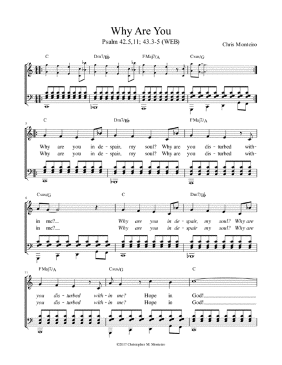 Why Are You (Psalm 42.5,11; 43.3-5 WEB) Piano, Vocal, Guitar scores gallery preview page 2
