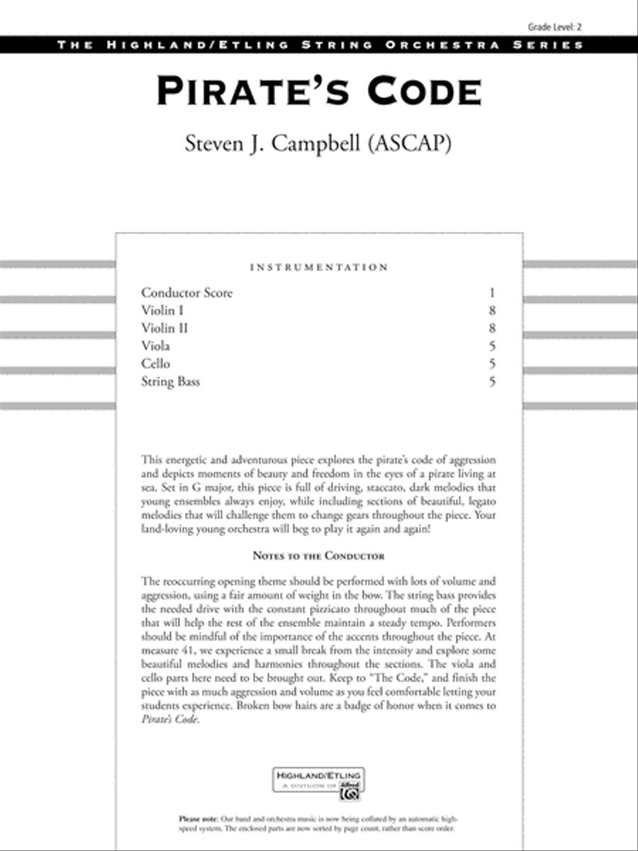Pirate's Code: Score String Orchestra scores gallery preview page 1
