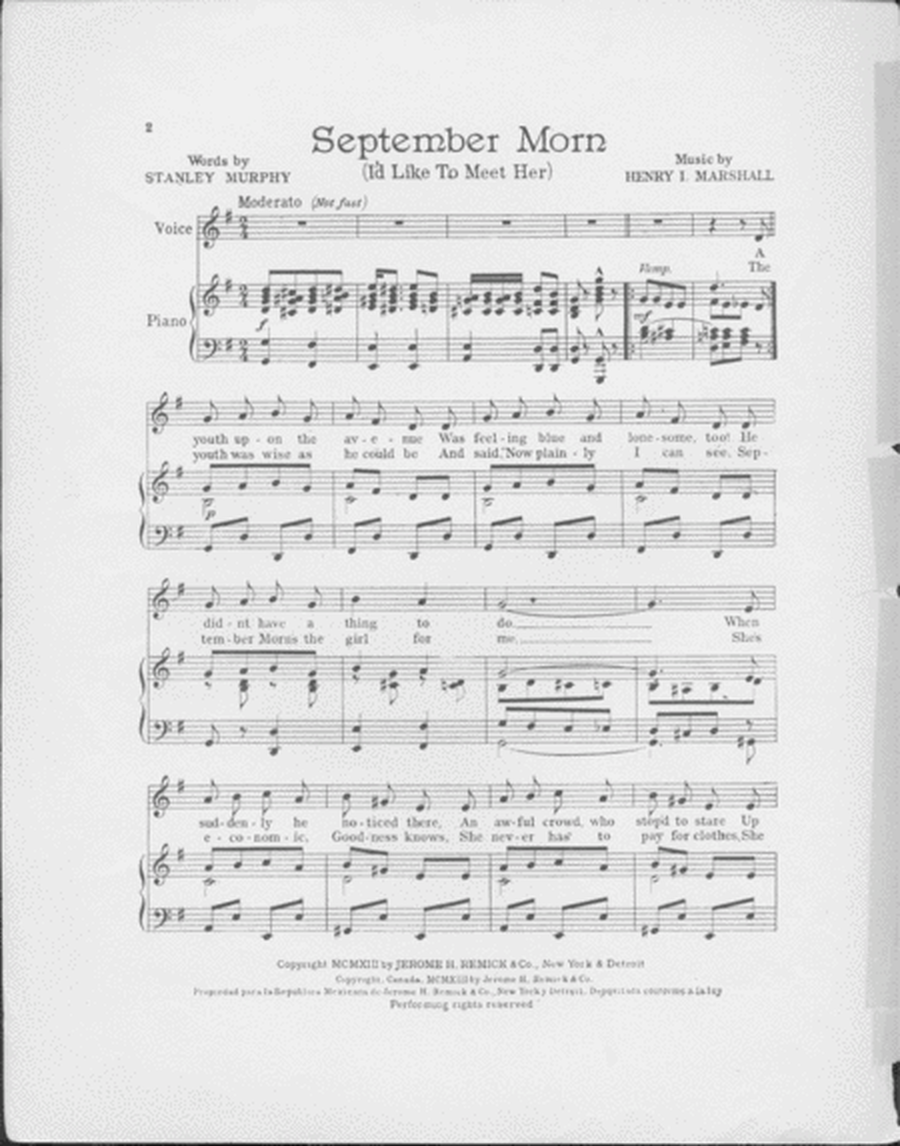 September Morn (I'd Like To Meet Her). Song