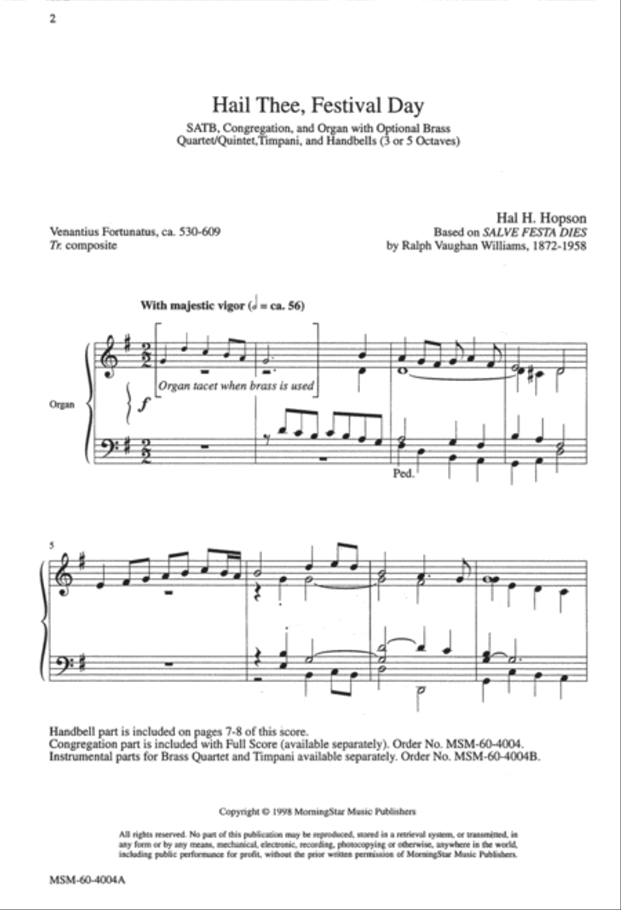 Hail Thee, Festival Day Hail Thee, Festival Day 4-Part scores gallery preview page 2