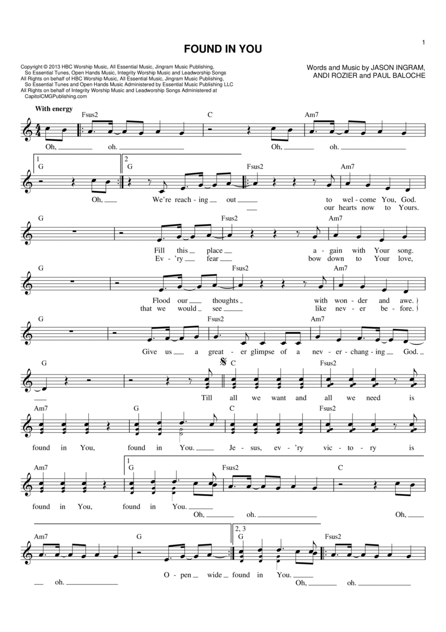 Found In You Flute scores gallery preview page 1