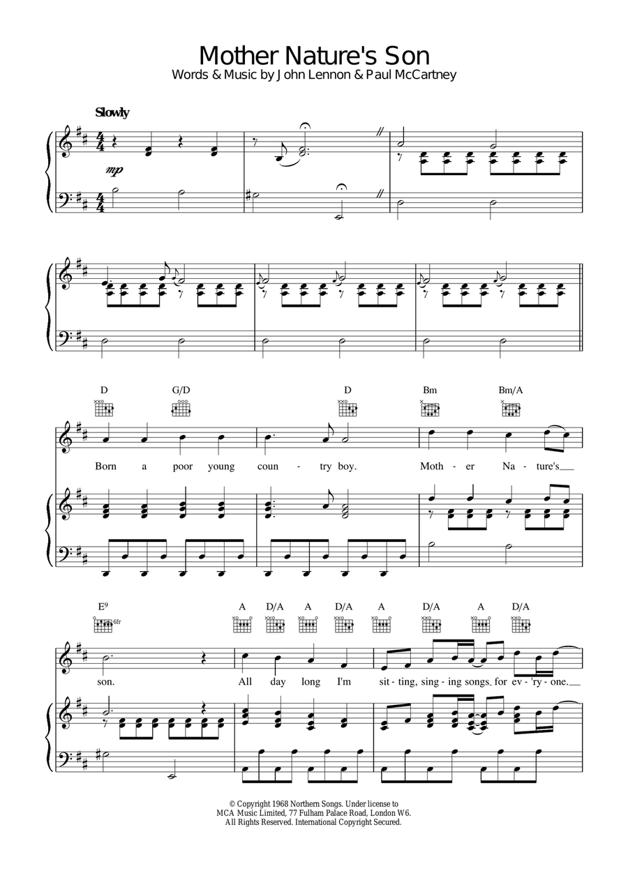 Mother Nature's Son Mother Nature's Son Acoustic Guitar scores gallery preview page 1