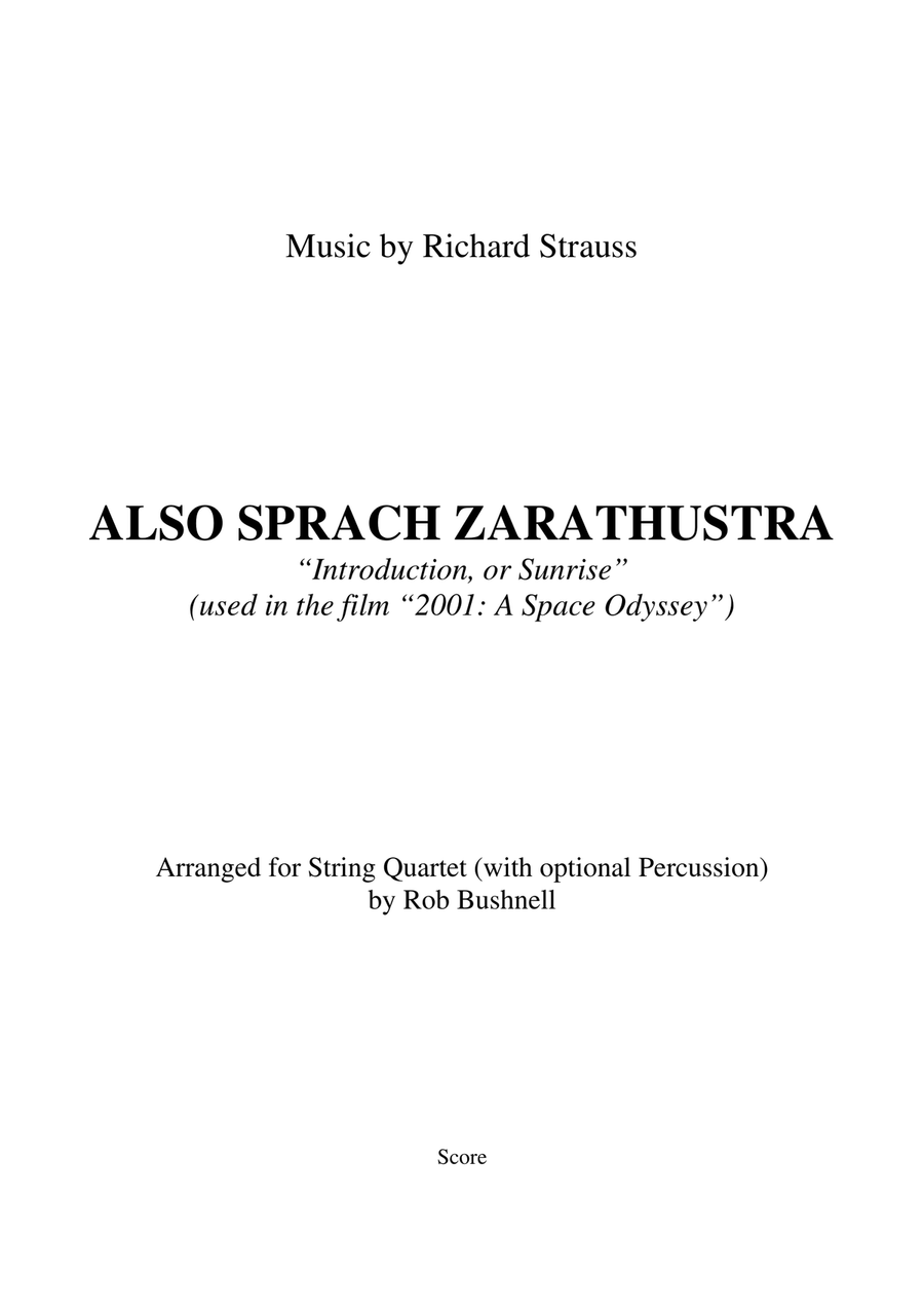 Also sprach Zarathustra (Richard Strauss) - String Quartet (with optional Percussion) String Quartet scores gallery preview page 2