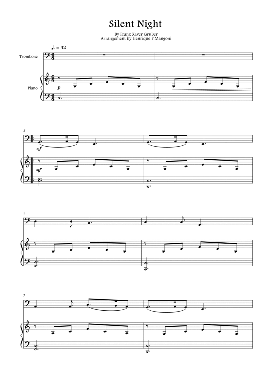 Silent Night (Stille Nacht) Piano scores gallery preview page 1