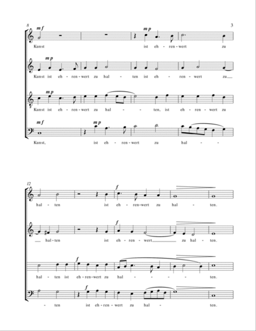 Musika Die Ganz Lieblich Kunst (Music Thou Most Noble Art) A Cappella scores gallery preview page 3