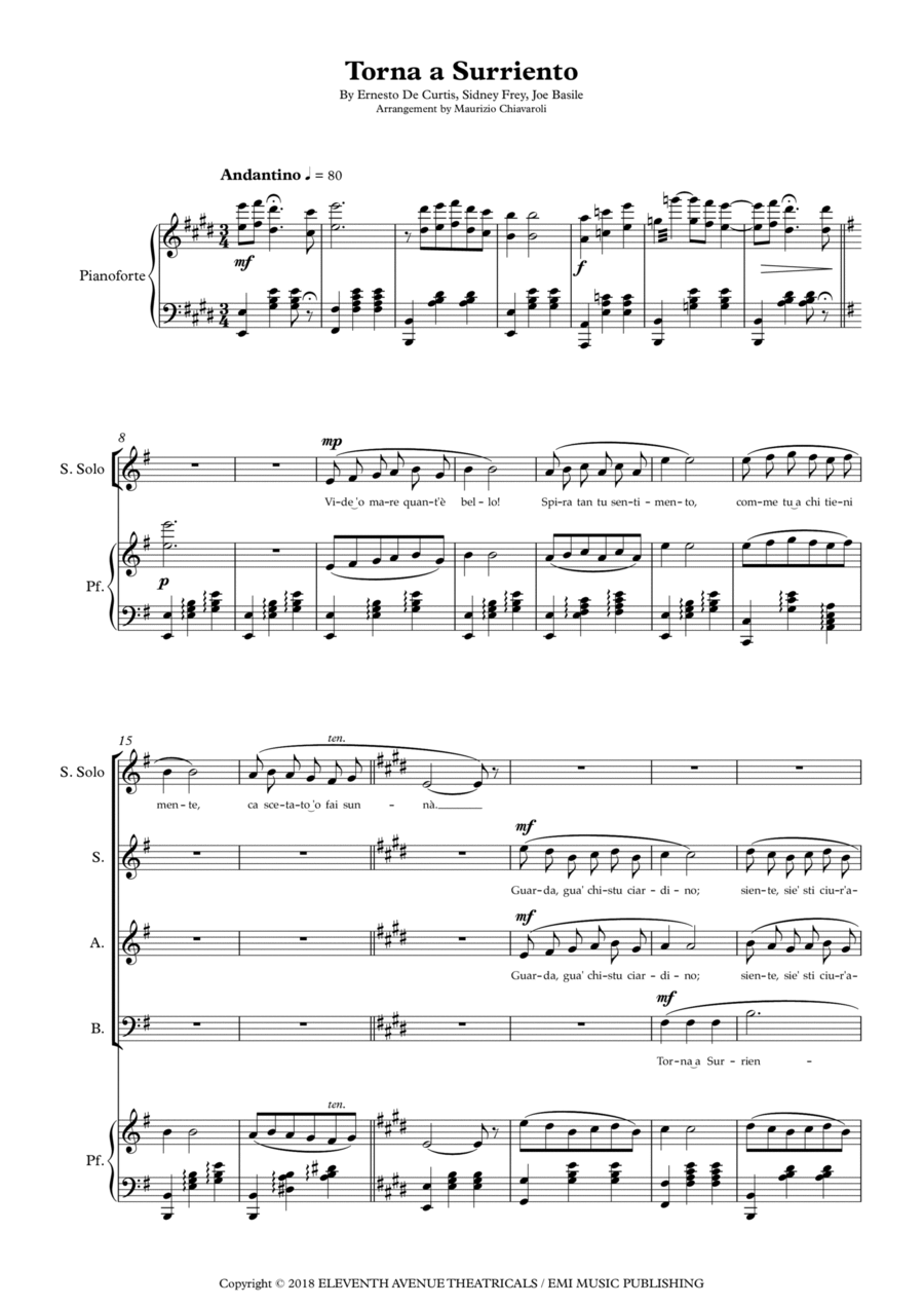 Torna A Surriento 3-Part scores gallery preview page 1