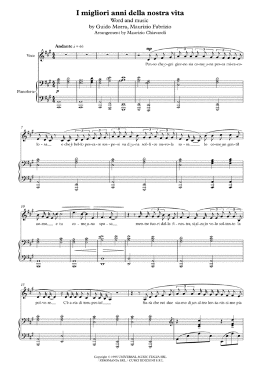 Migliori Anni Della Nostra Vita, I Voice scores gallery preview page 1