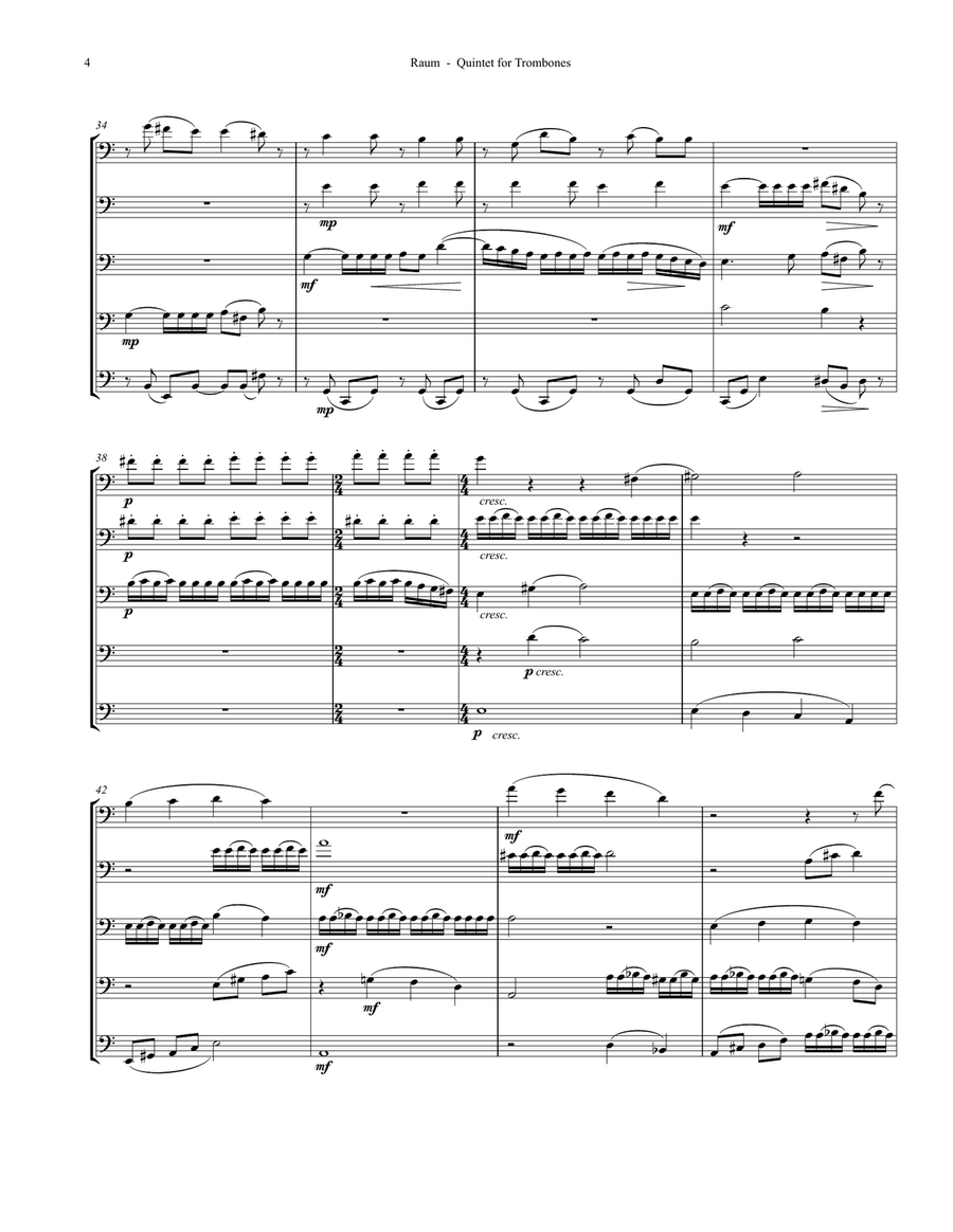 Quintet for Trombones Brass Ensemble scores gallery preview page 4