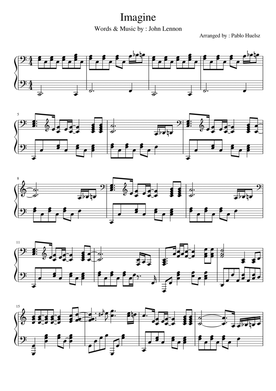 Imagine Piano Solo scores gallery preview page 1