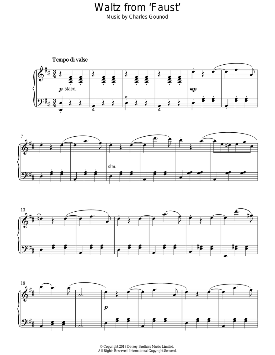 Waltz From Faust Waltz From Faust Piano Solo scores gallery preview page 1