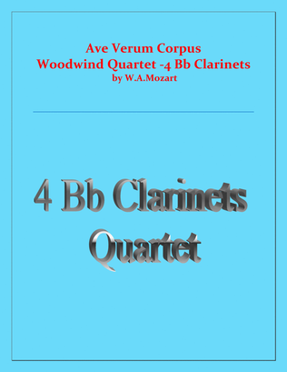 Book cover for Ave Verum Corpus - Mozart - 4 Bb Clarinets Quartet - Intermediate level