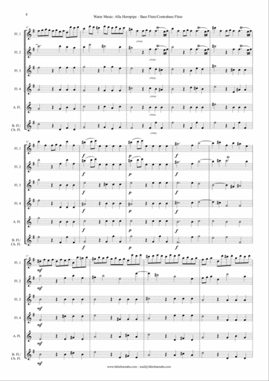 Water Music - Alla Hornpipe - for Flute Choir Flute Choir scores gallery preview page 5