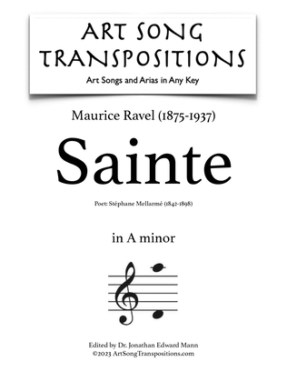 Book cover for RAVEL: Sainte (transposed to A minor)