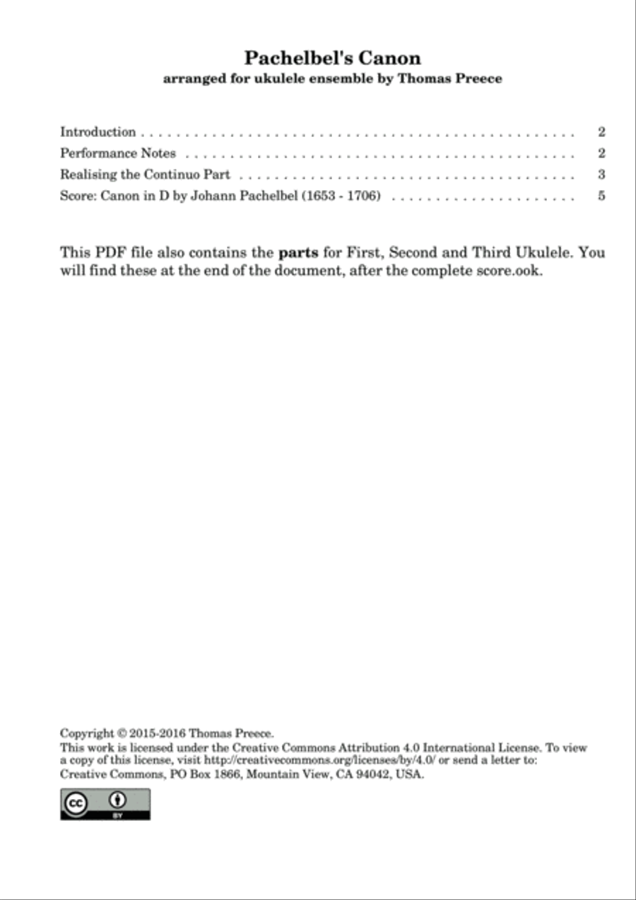 Pachelbel's Canon arranged for ukulele ensemble by Thomas Preece Ukulele scores gallery preview page 2