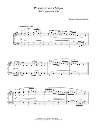 Book cover for Polonaise In G Major, BWV App 130