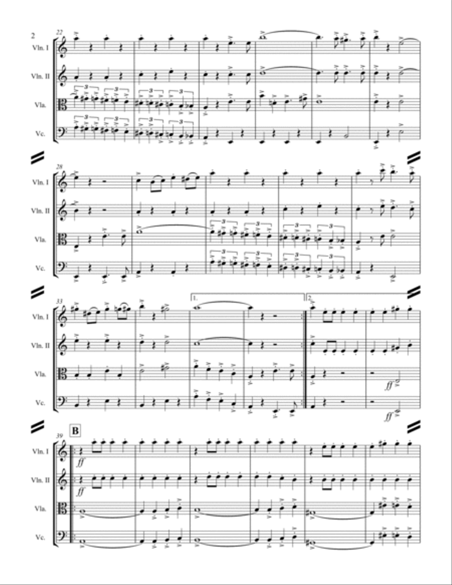 March - Joyce’s 71st N.Y. Regiment March (for String Quartet) String Quartet scores gallery preview page 3