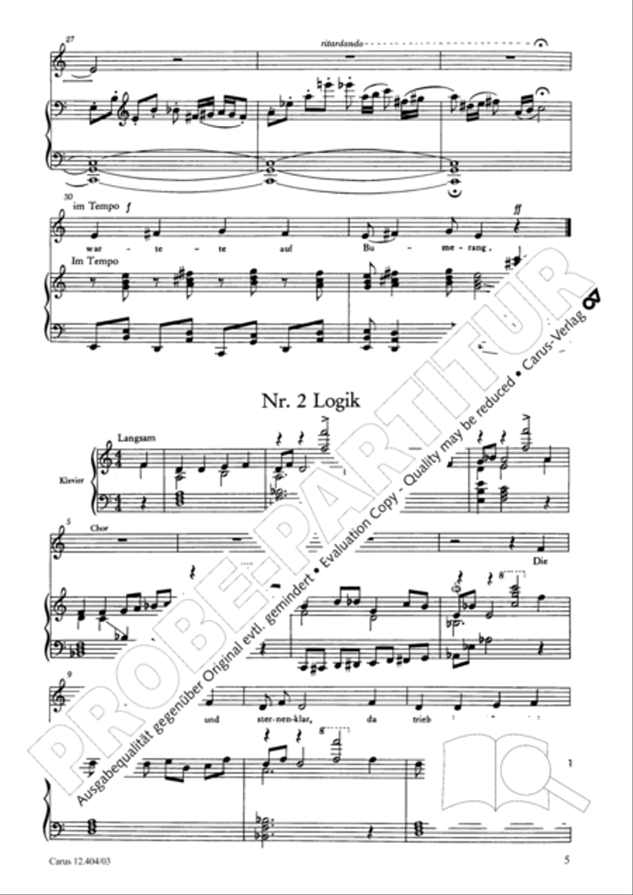 Zughart: Ringelnatz-Lieder Choir scores gallery preview page 5