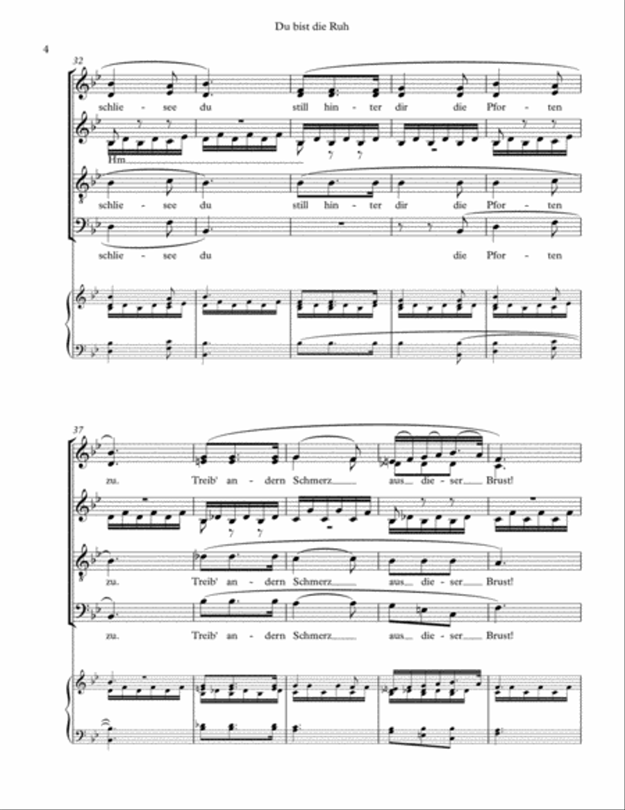 Du bist die ruh (Schubert). SATB a-cappella 4-Part scores gallery preview page 5