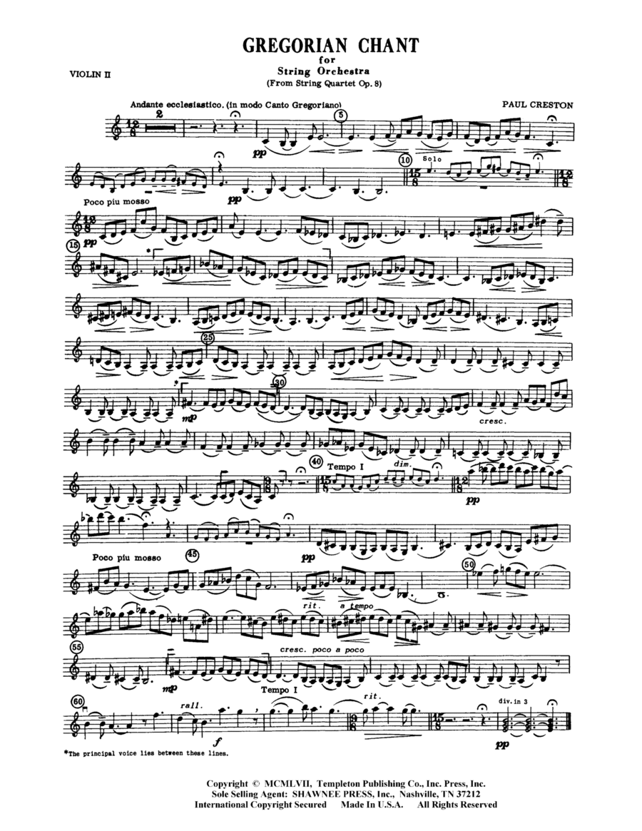 Gregorian Chant for String Orchestra - Violin 2 String Orchestra scores gallery preview page 1