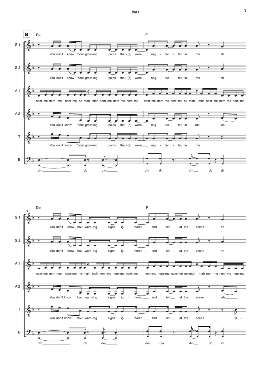 Bats A Cappella scores gallery preview page 3