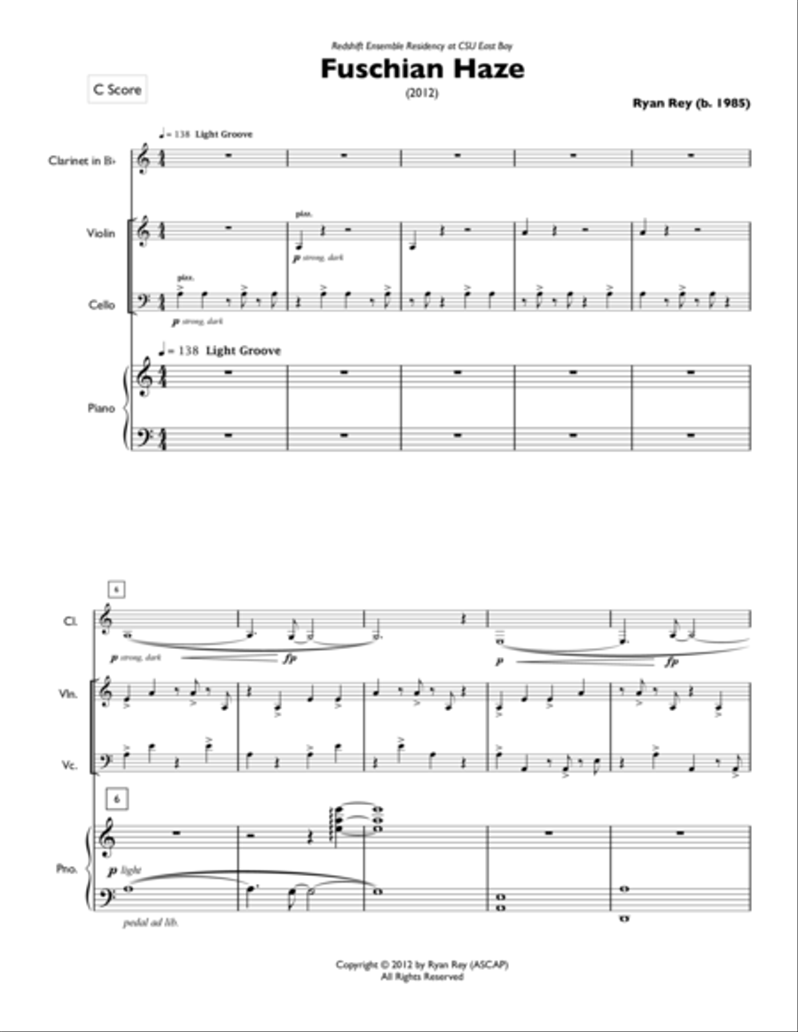 Fuschian Haze (score & parts) Small Ensemble scores gallery preview page 1