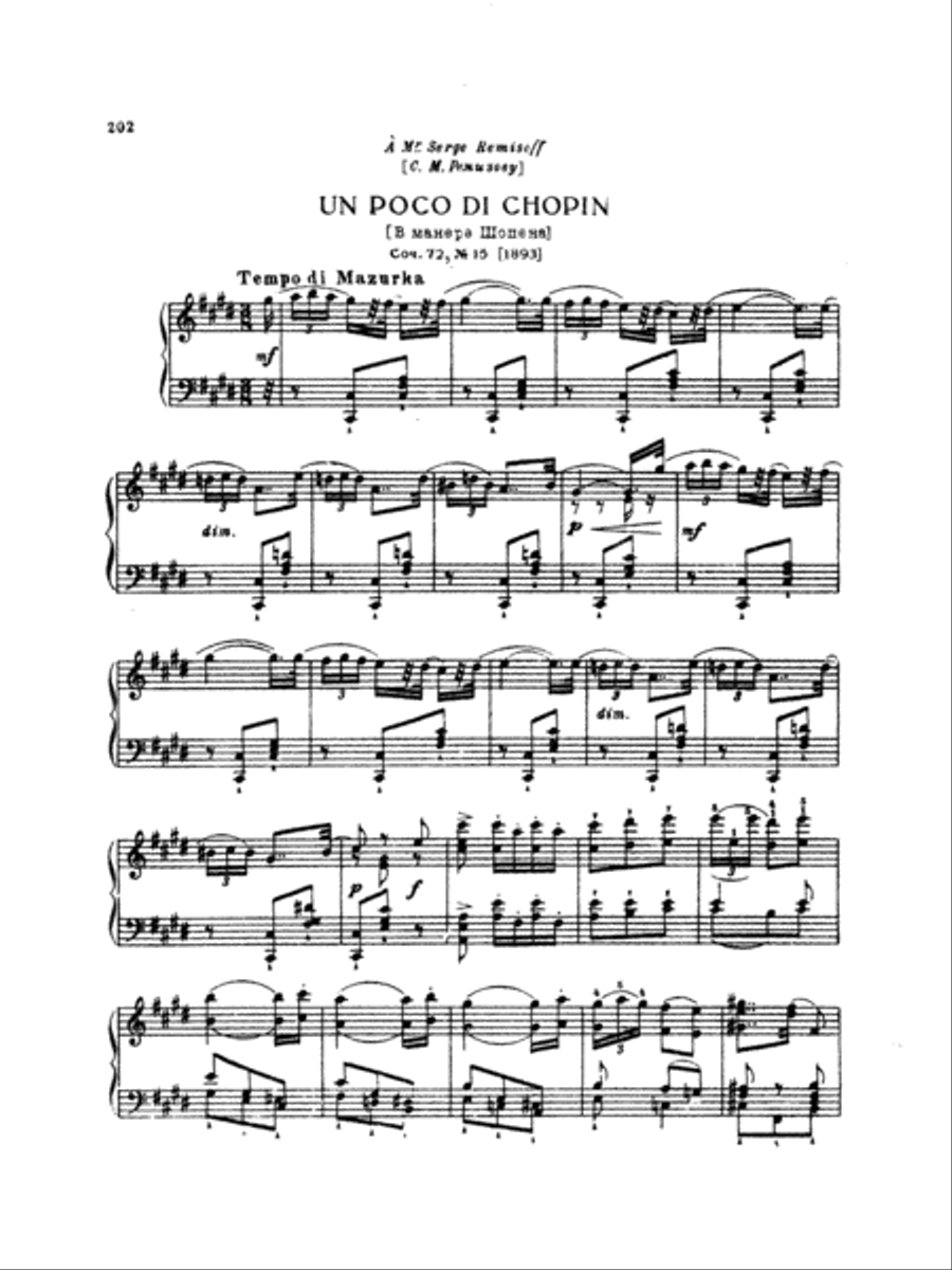 Tchaikovsky: Eighteen Piano Pieces, Op. 72; Aveu Passionne; Valse, Op. 40, No. 9, 1st Version Piano Solo scores gallery preview page 1