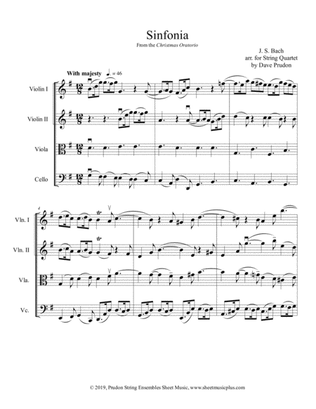 Christmas Oratorio (Sinfonia) for String Quartet