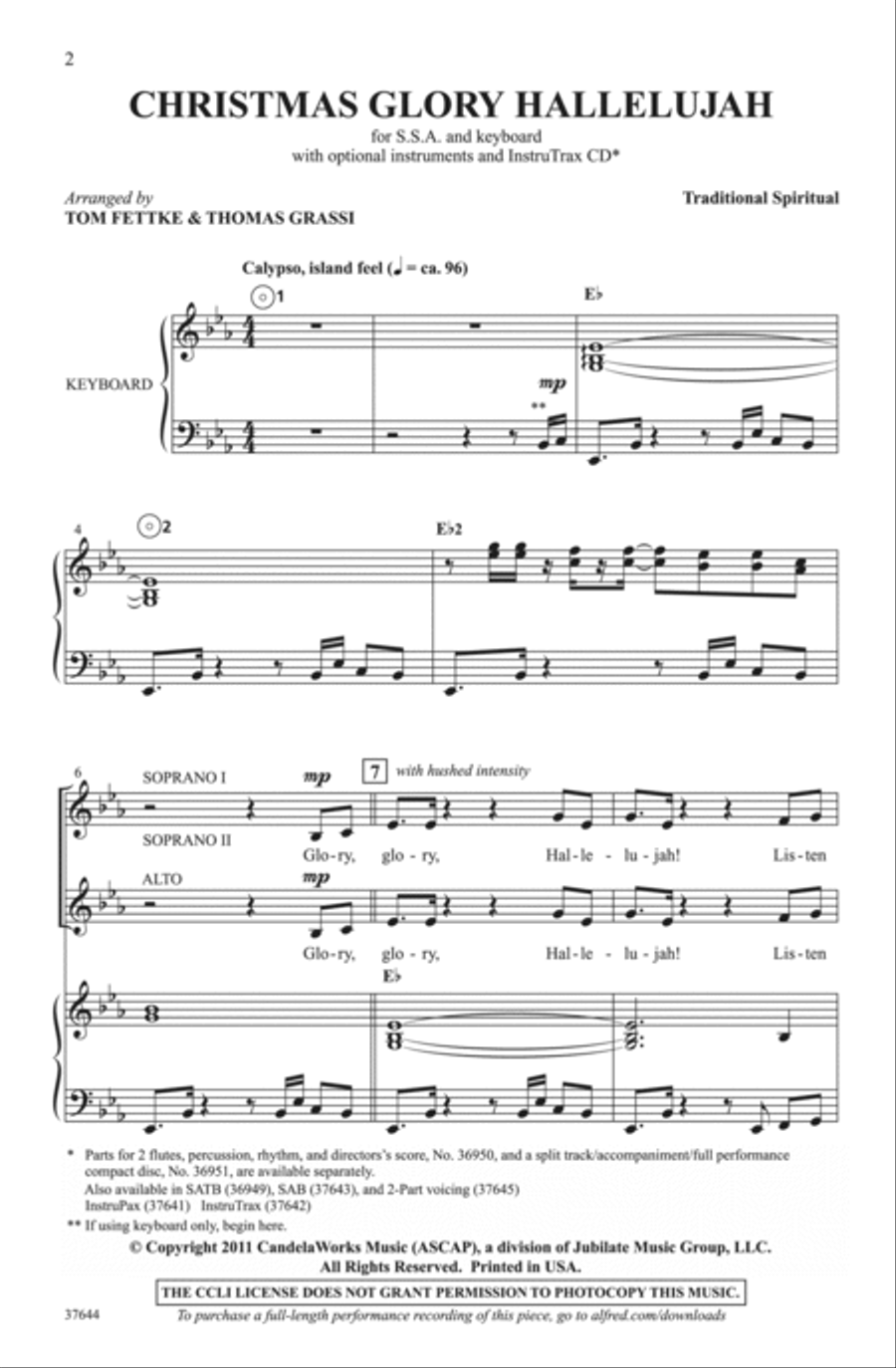 Christmas Glory Hallelujah SSA scores gallery preview page 1