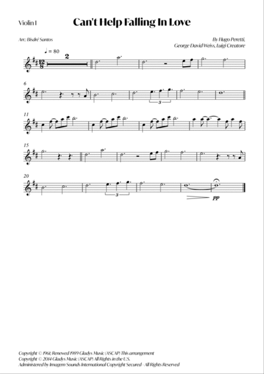 Can't Help Falling In Love String Quartet scores gallery preview page 4