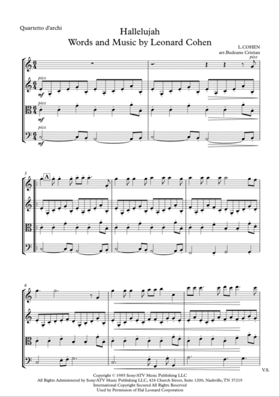 Hallelujah String Quartet scores gallery preview page 4